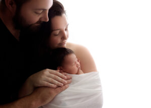 First family photo with newborn baby boy