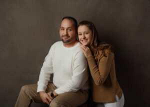 Father and daughter family photo in studio